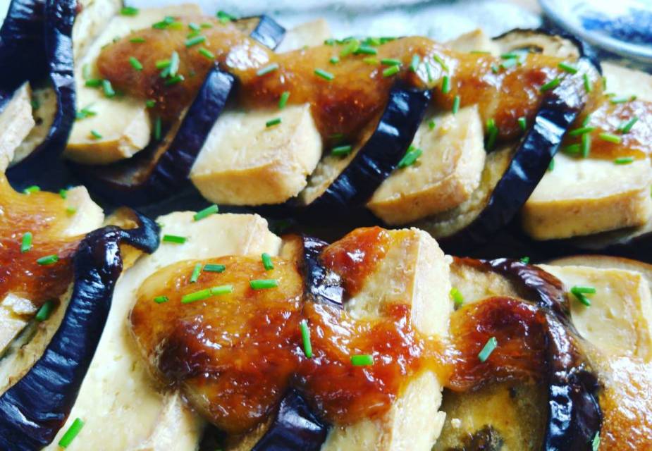 Aubergine mit Misonaise