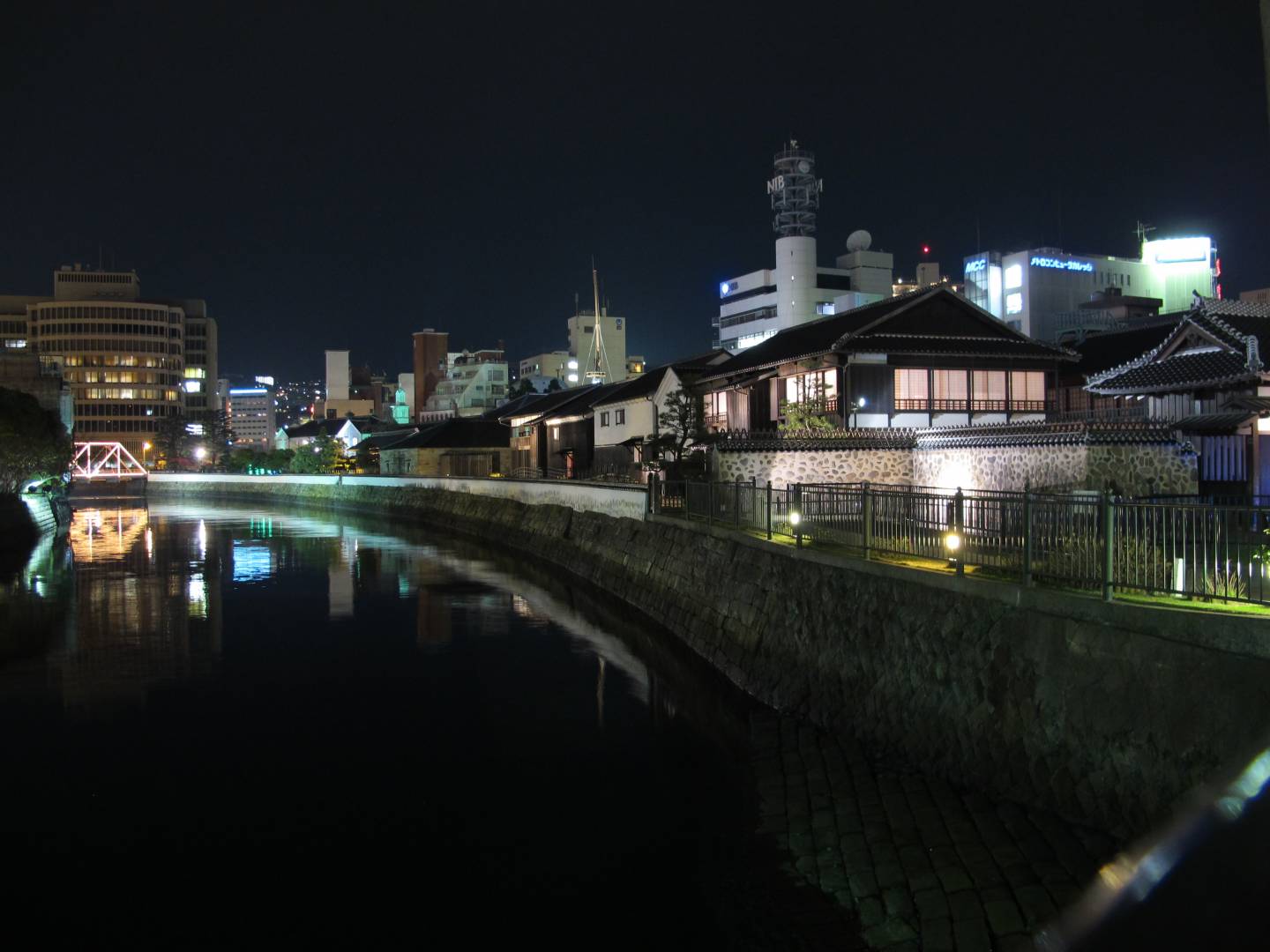 Dejima in Nagasaki bei Nacht