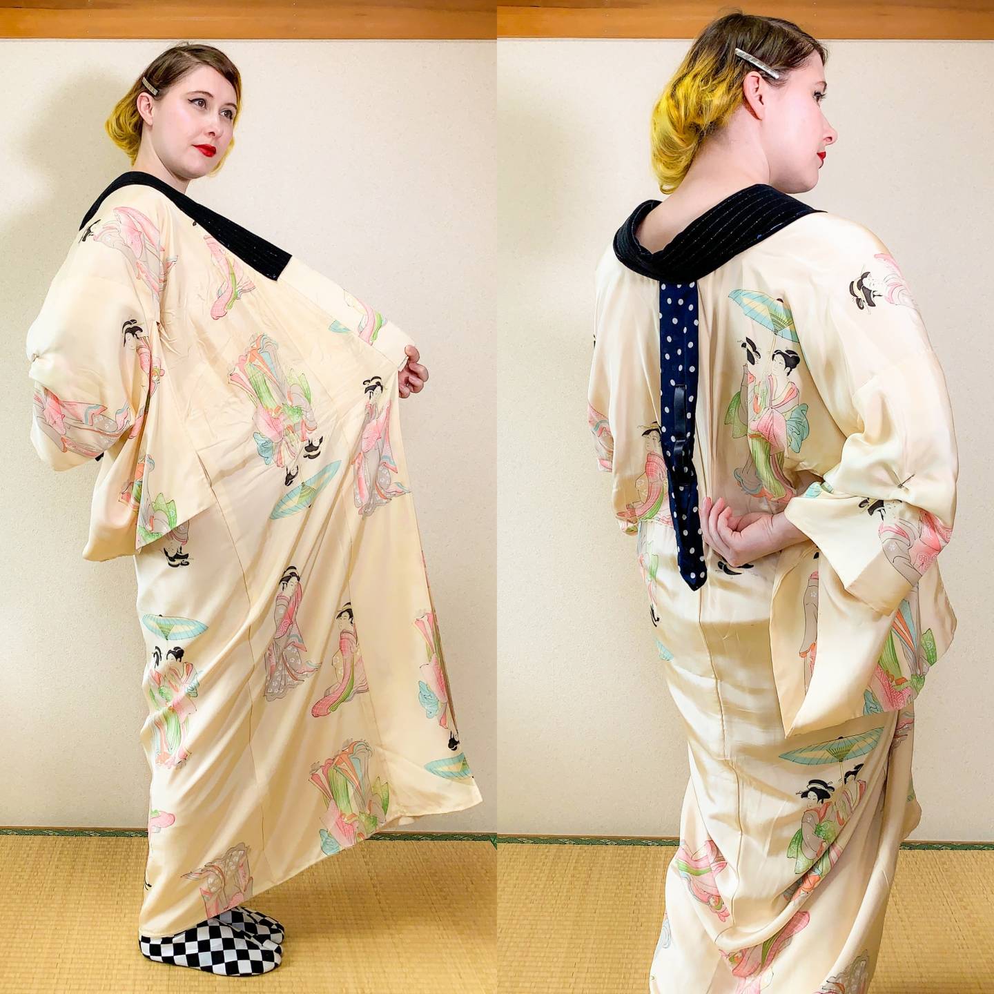 Collage: einen Kimono richtig anziehen