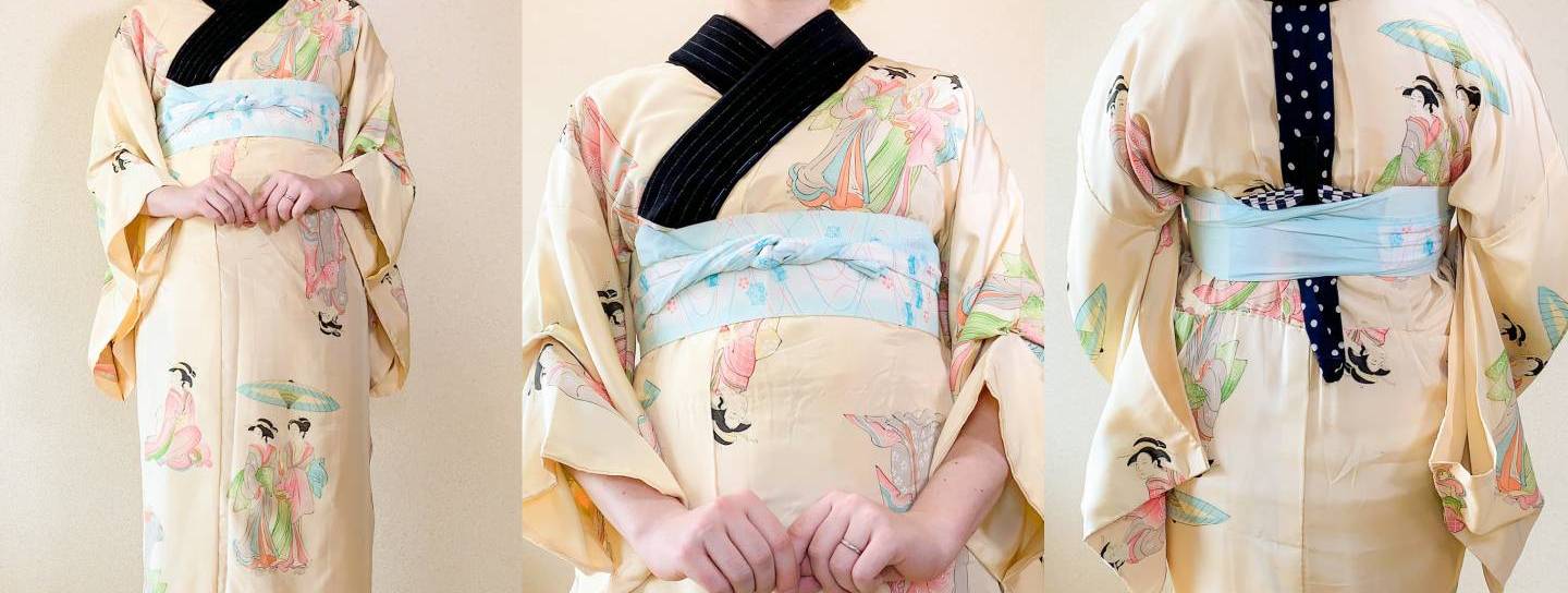 Collage: einen Kimono richtig anziehen