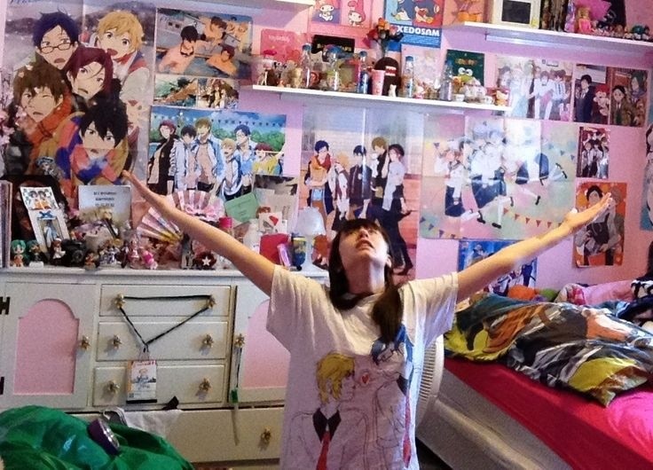Otaku-Mädchen in ihrem Zimmer