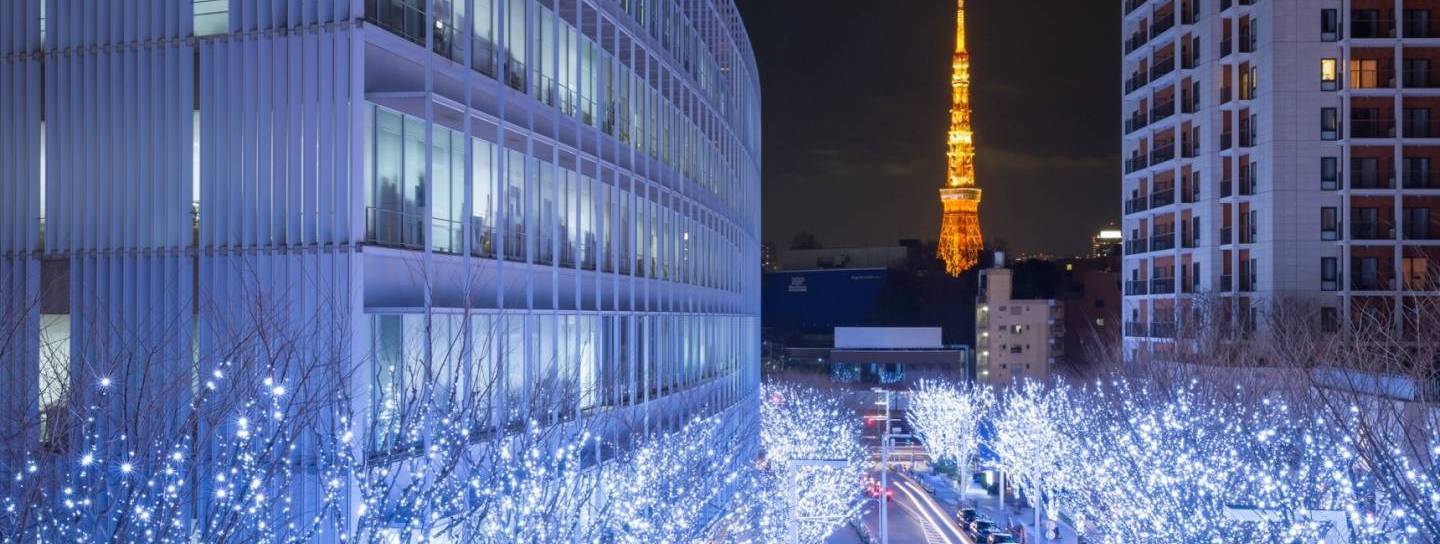 Winterliche Beleuchtung in den Straßen von Tokyo