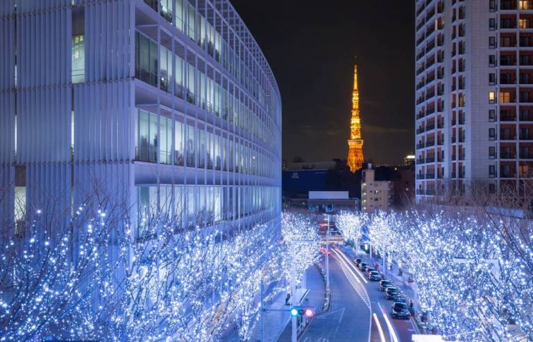 Winterliche Beleuchtung in den Straßen von Tokyo