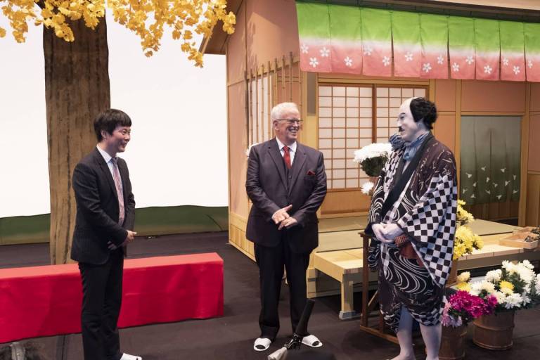 Hiroyuki Ono mit Eugene Chaplin und Koshiro Matsumoto.