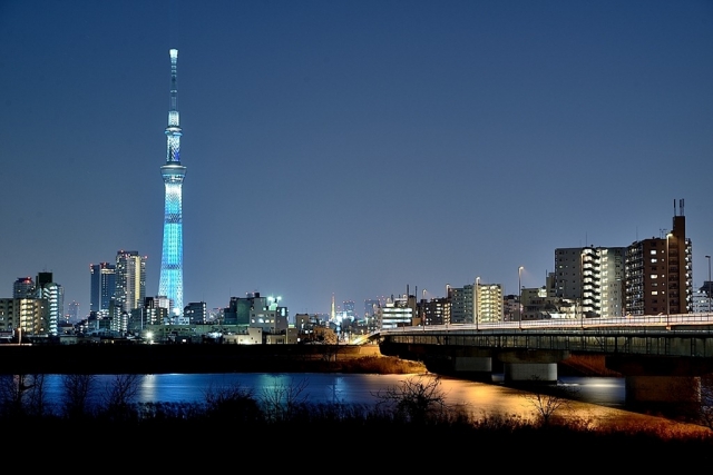 Skyline tokyos mit skytree