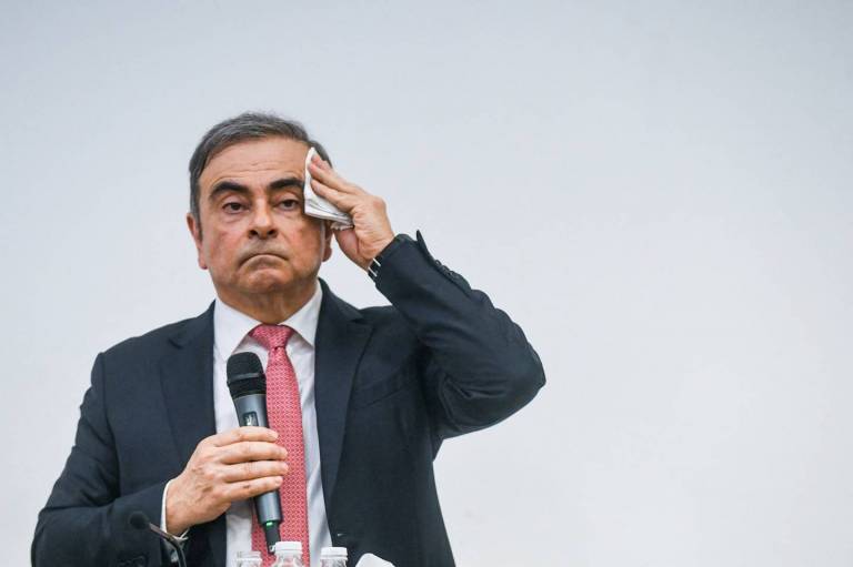 Carlos Ghosn bei einer Pressekonferenz im Libanon