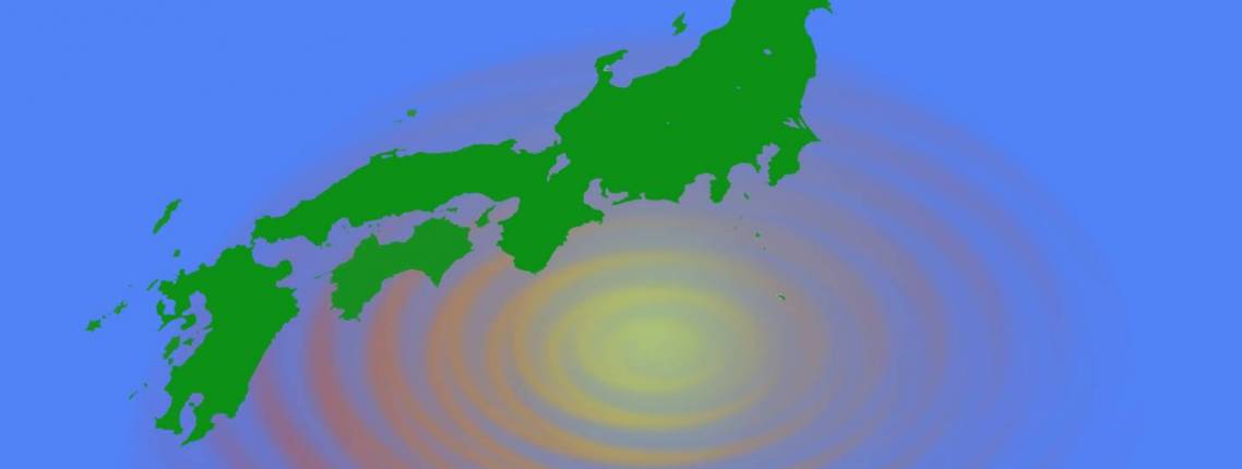 Japan-Karte mit Epizentrum eines Erdbebens