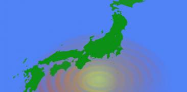 Japan-Karte mit Epizentrum eines Erdbebens