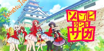 Anime Zombie Land Saga vorm Schloss Karatsu