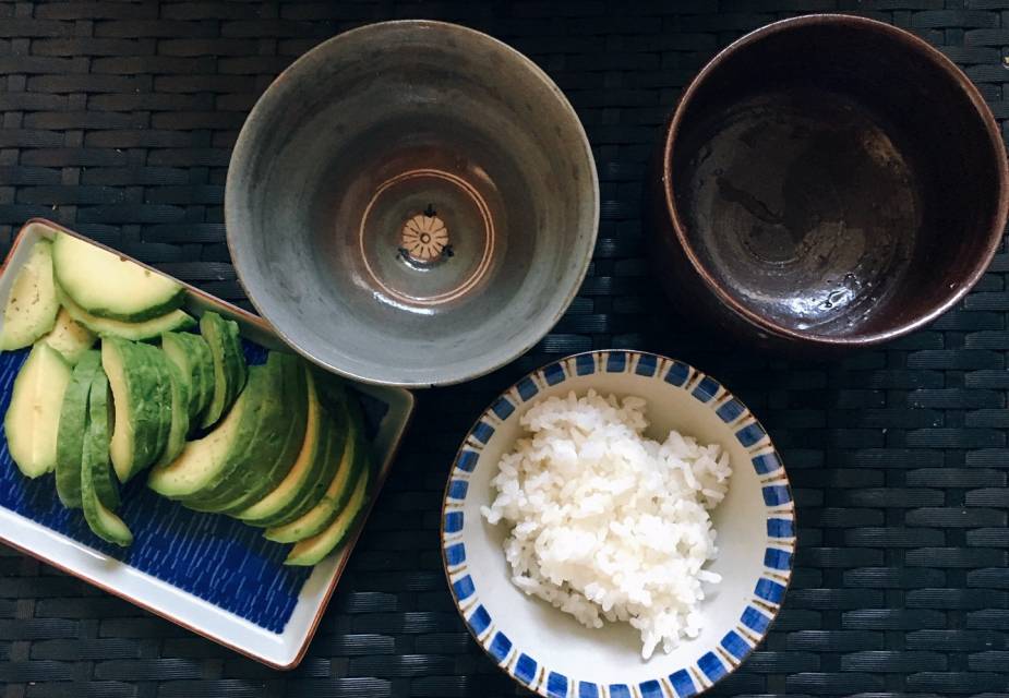 Lachs Donburi, Teil der Zutaten