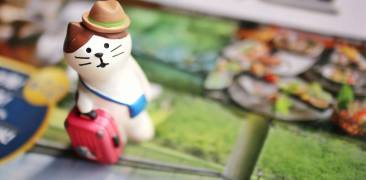 Spielzeugkatze mit Koffer als Symbol für „GoTo Travel“-Kampagne