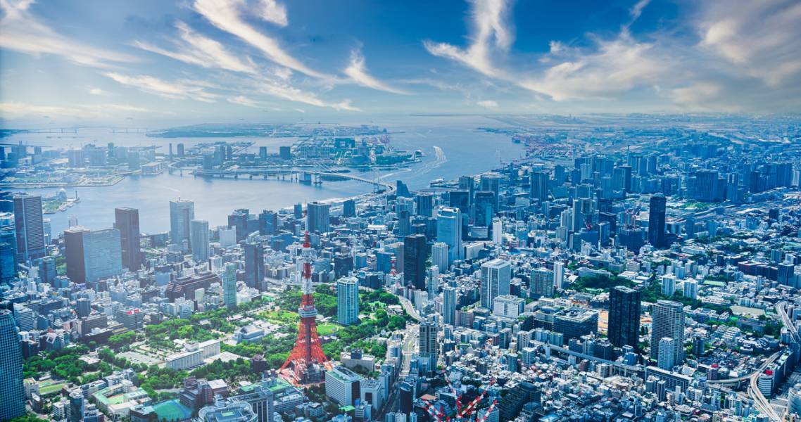 Aerial view of central Tokyo