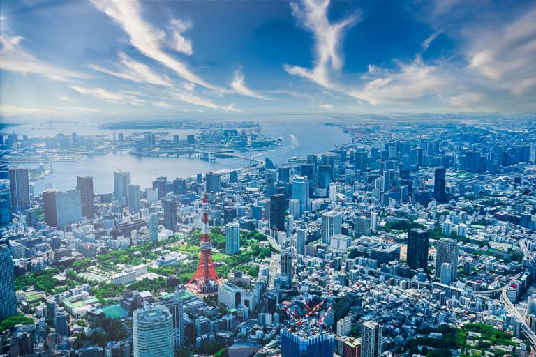 Aerial view of central Tokyo