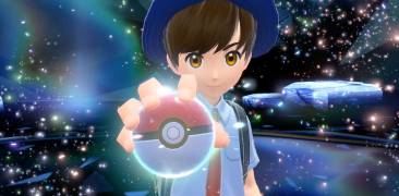 Hauptcharakter im Pokémon Spiel Scarlet hält einen Pokéball