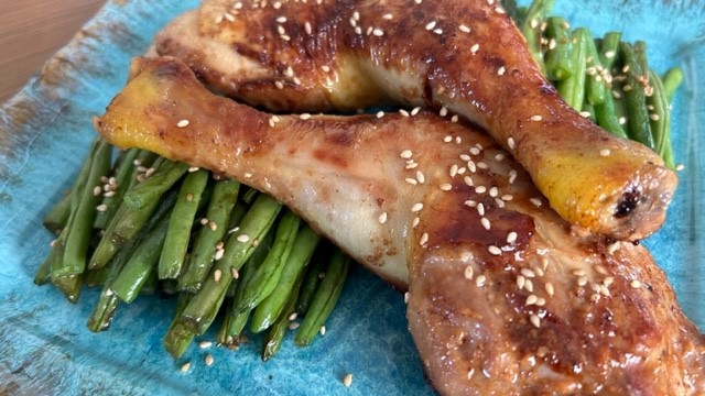 Hähnchen in Miso-Marinade mit Buschbohnen