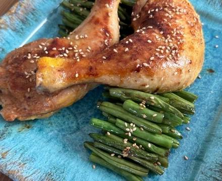 Hähnchen in Miso-Marinade mit Buschbohnen