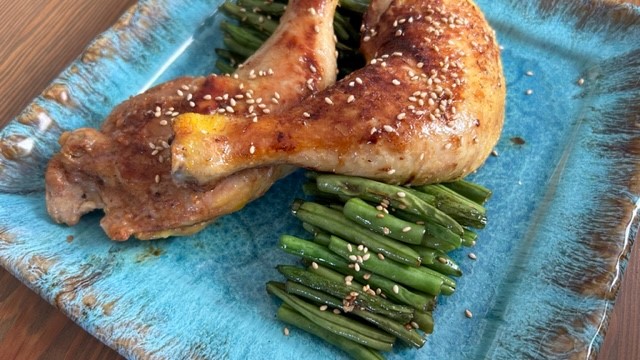 Hähnchen in Miso-Marinade mit Buschbohnen