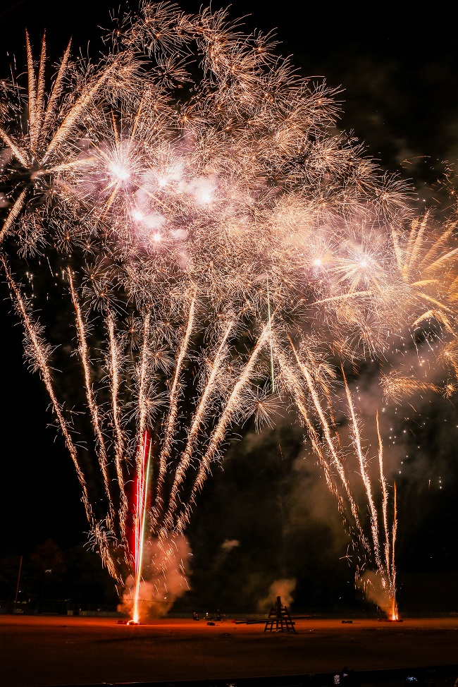 Üppiges Feuerwerk vor Nachthimmel