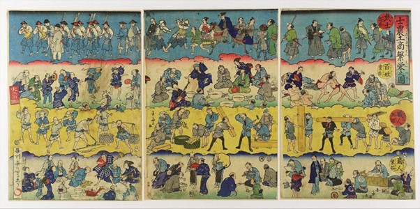 „Der Wohlstand der Vier Klassen“, Utagawa Kunisada