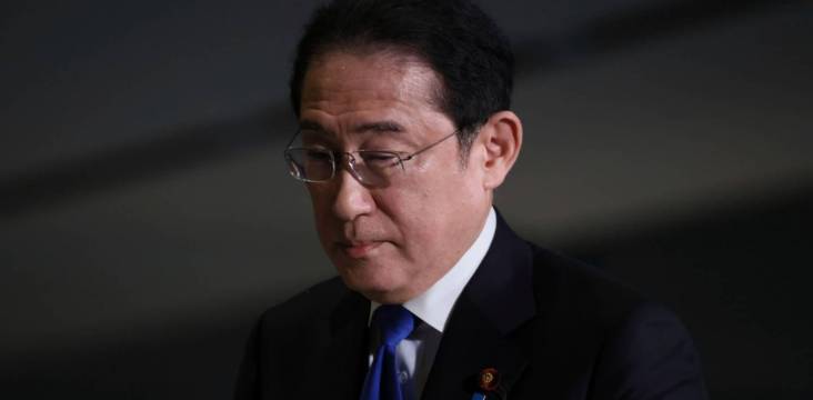 Premierminister Fumio Kishida am 4. April 2024. Die Liberaldemokratische Partei beschloss am selben Tag in ihrem Ethikausschuss Sanktionen gegen 39 ihrer Mitglieder im Zusammenhang mit einem Spendenskandal